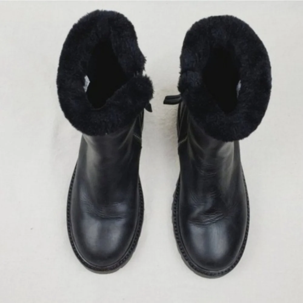 Zara fur top winter boots Size 34